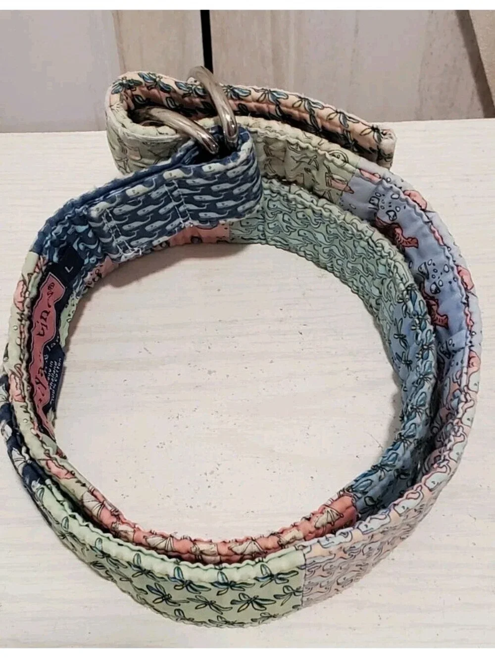 Vineyard Vines Men’s L Patchwork Icon D Ring Belt Whale Golf Palms Yachts Preppy